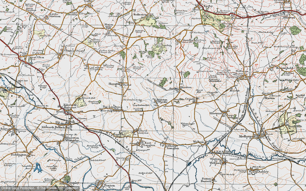 Old Map of Stonton Wyville, 1921 in 1921