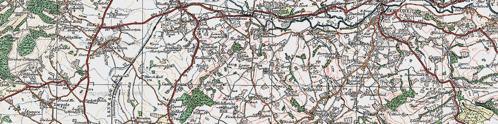 Old map of Brimfield Hill in 1920