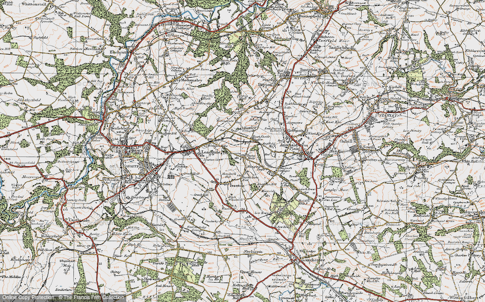 Old Map of Stony Heap, 1925 in 1925