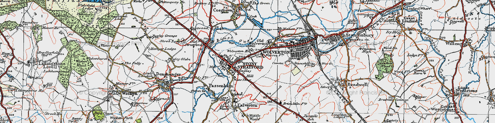 Old map of Stony Stratford in 1919