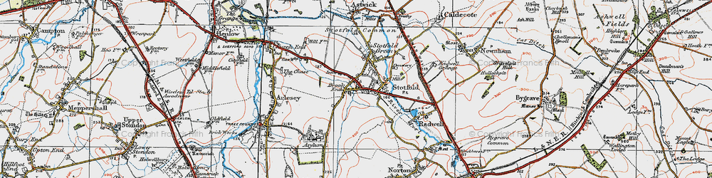 Old map of Stotfold in 1919