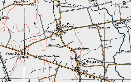 Old map of Stow in 1923