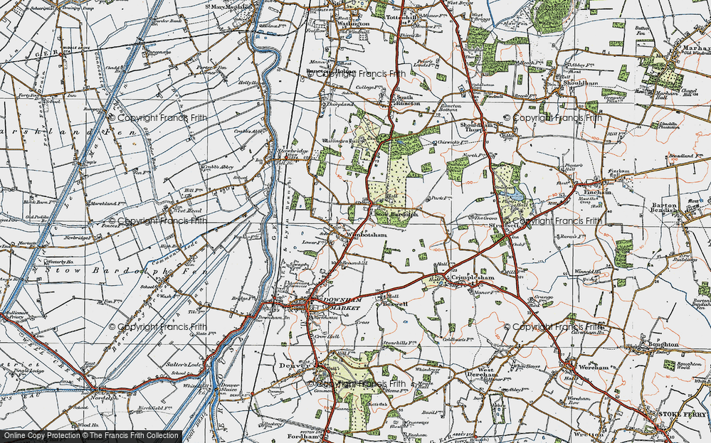 Old Map of Stow Bardolph, 1922 in 1922