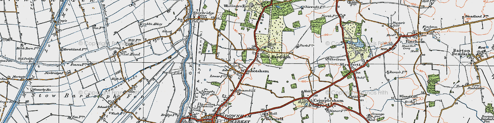 Old map of Stow Bardolph in 1922