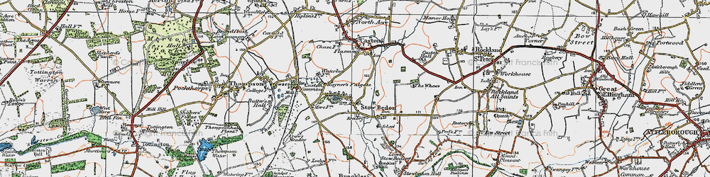 Old map of Stow Bedon in 1921
