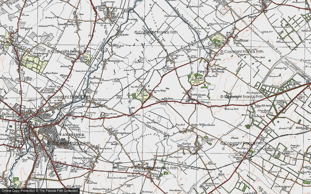 Old Map of Stow cum Quy, 1920 in 1920