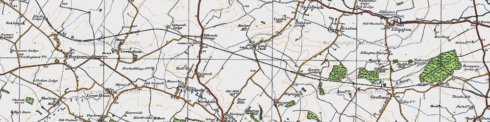 Old map of Stow Longa in 1919