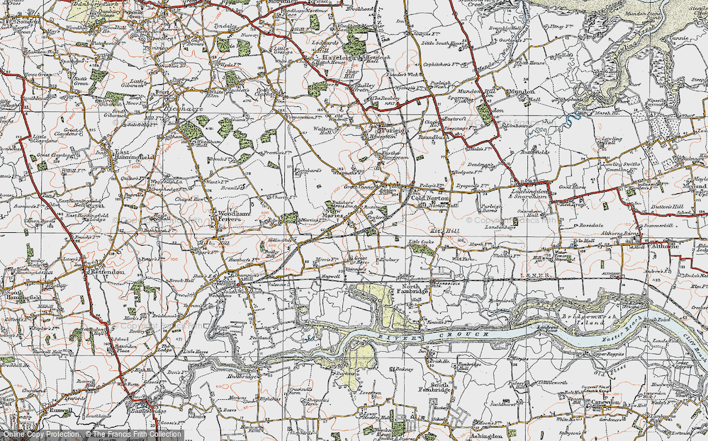 Old Map of Stow Maries, 1921 in 1921