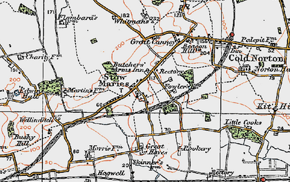 Old map of Stow Maries in 1921