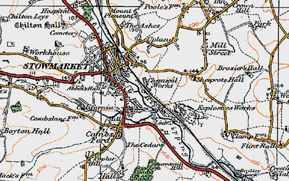 Old map of Stowmarket in 1921
