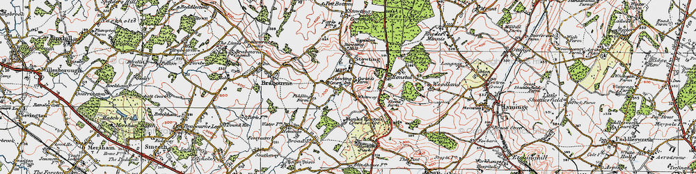 Old map of Stowting in 1920
