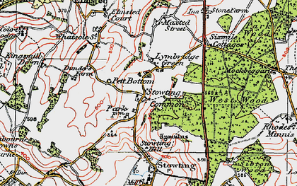 Old map of Stowting Common in 1920