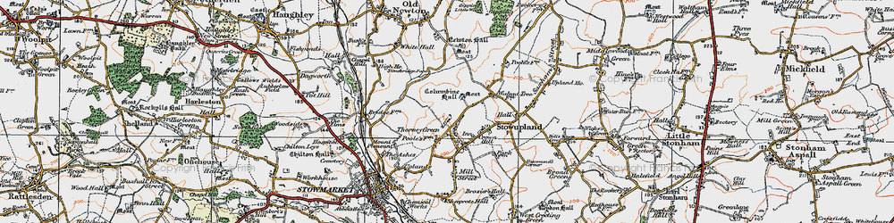 Old map of Stowupland in 1921
