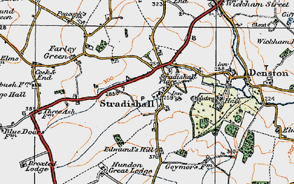 Old map of Stradishall in 1921