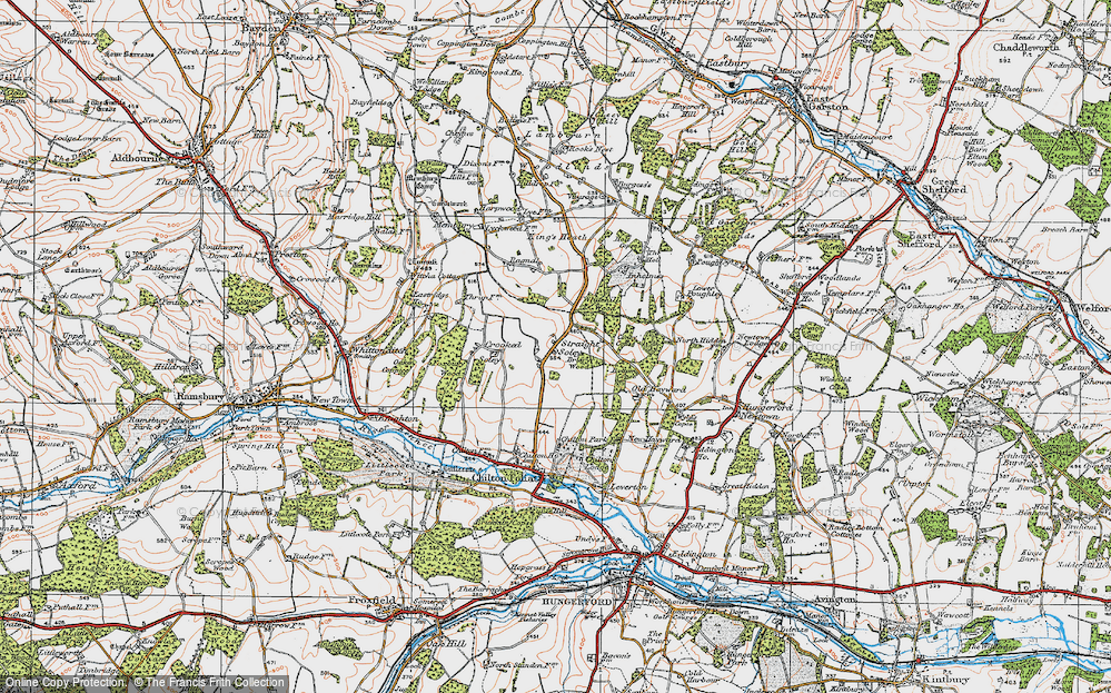 Old Map of Historic Map covering Bottom Copse in 1919