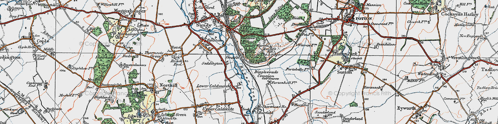 Old map of Biggleswade Common in 1919