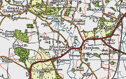 Old map of Stratford St Andrew in 1921
