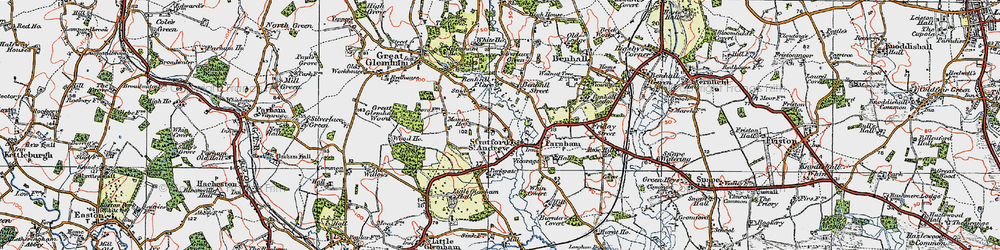 Old map of Stratford St Andrew in 1921