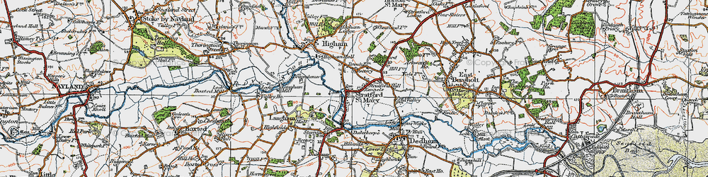 Old map of Stratford St Mary in 1921