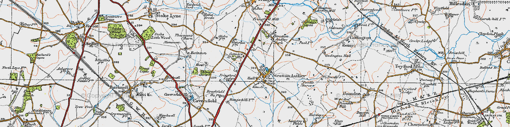 Old map of Stratton Audley in 1919