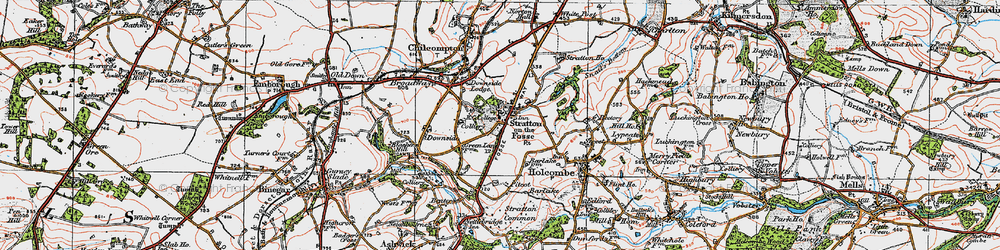 Old map of Stratton-on-the-Fosse in 1919