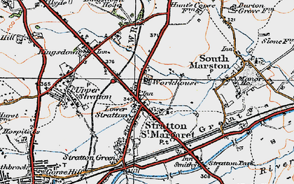 Old map of Stratton St Margaret in 1919
