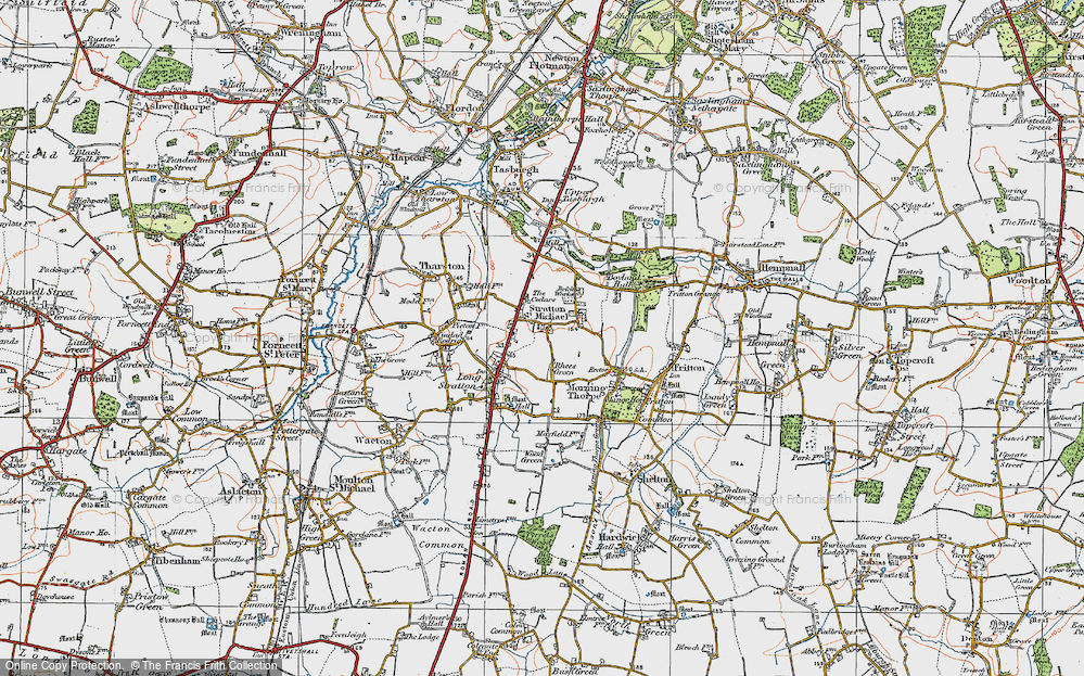 Old Map of Stratton St Michael, 1921 in 1921