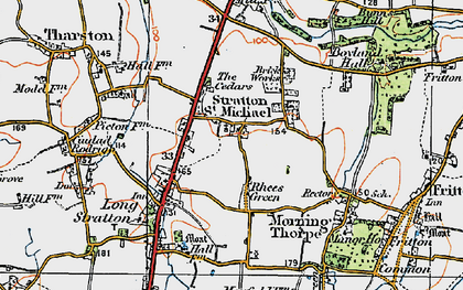 Old map of Stratton St Michael in 1921