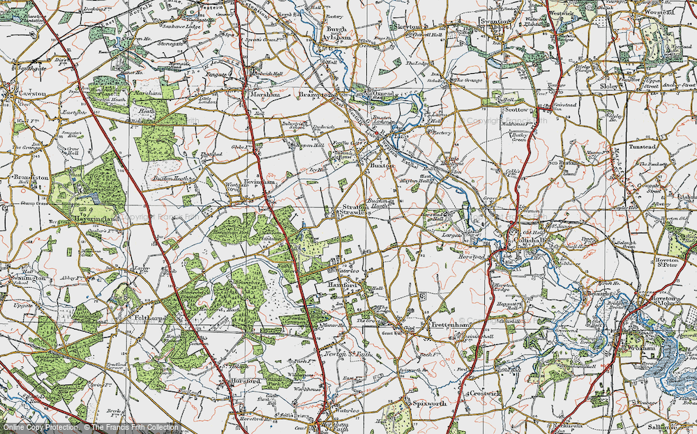 Old Map of Stratton Strawless, 1922 in 1922