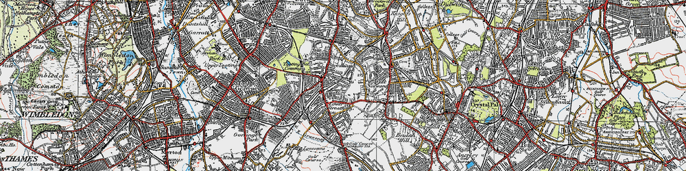 Old map of Streatham in 1920