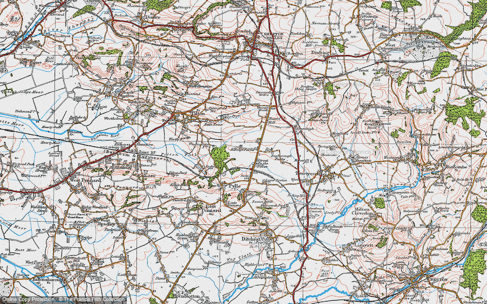 Old Map of Street on the Fosse, 1919 in 1919