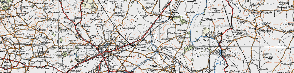 Old map of Streethay in 1921
