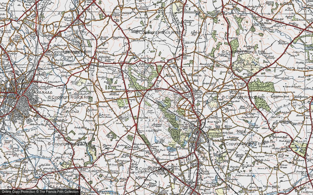 Old Map of Historic Map covering Bracebridge Pool in 1921