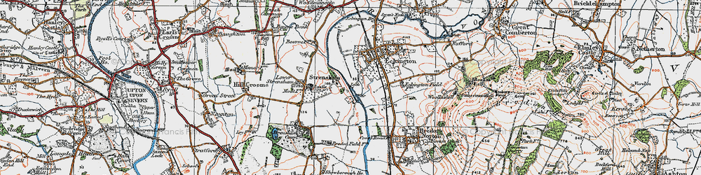 Old map of Strensham in 1919