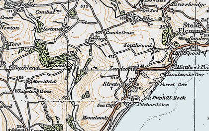 Old map of Strete in 1919