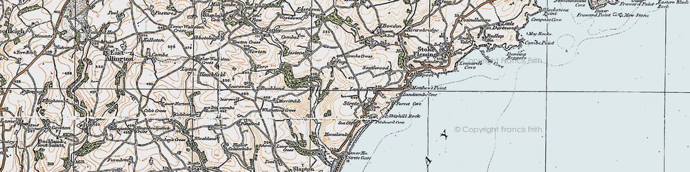 Old map of Strete in 1919