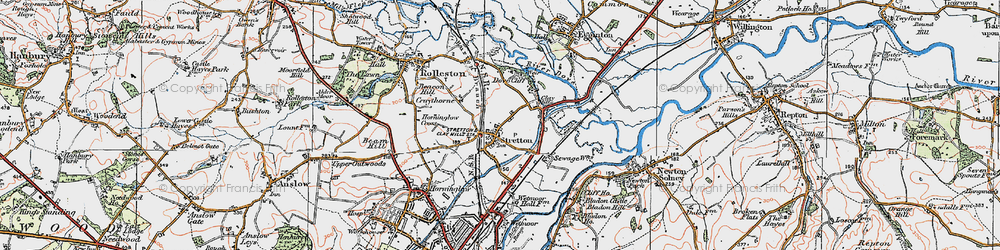 Old map of Stretton in 1921