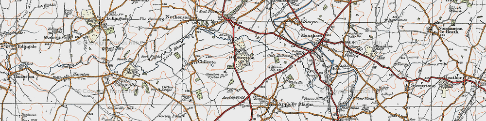 Old map of Stretton en le Field in 1921
