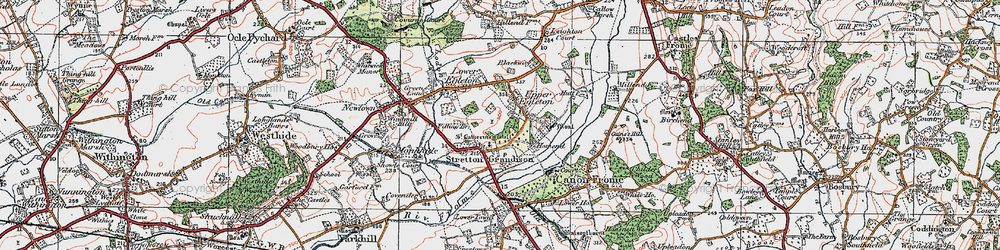 Old map of Stretton Grandison in 1920
