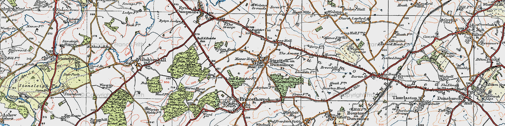 Old map of Stretton-on-Dunsmore in 1919