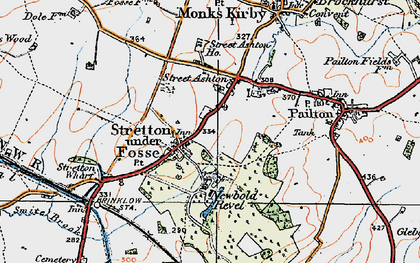 Old map of Stretton under Fosse in 1920