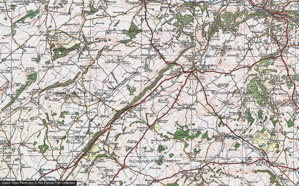 Old Map of Stretton Westwood, 1921 in 1921