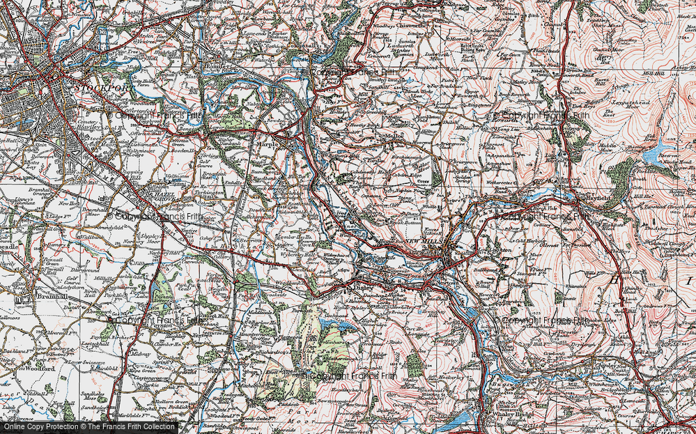 Old Map of Strines, 1923 in 1923
