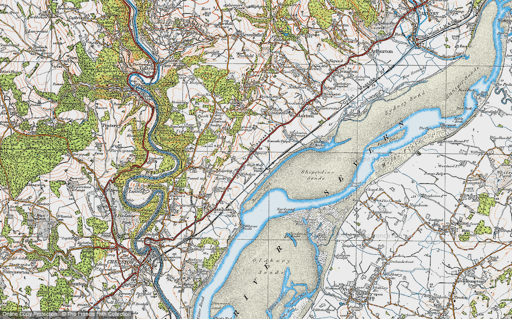 Old Map of Historic Map covering Beacon Sand in 1919
