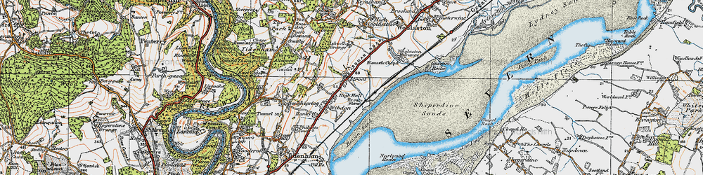 Old map of Broad Stone in 1919