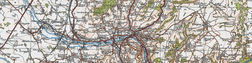 Old map of Stroud in 1919