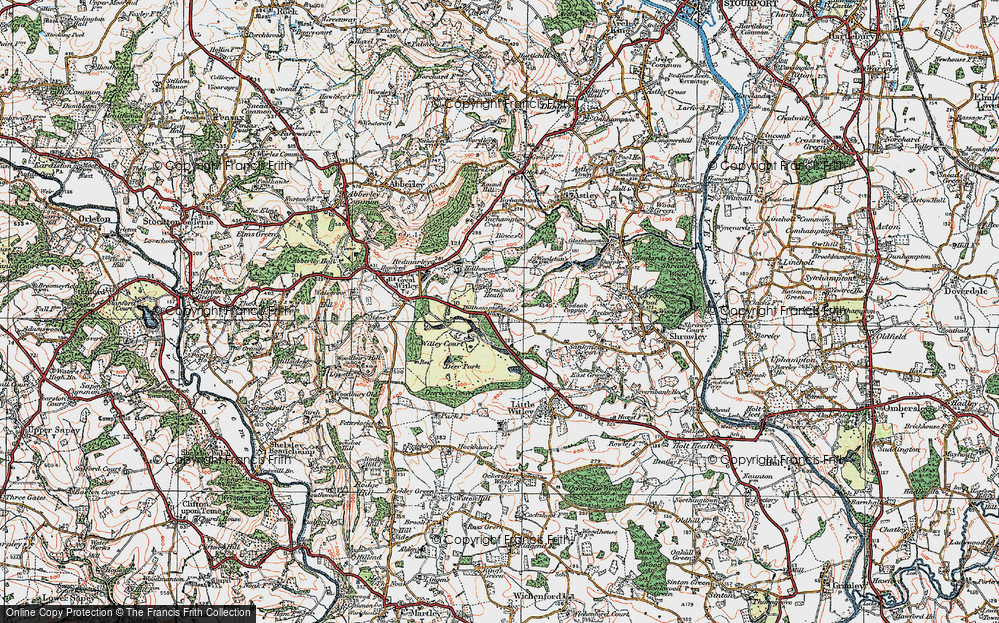 Old Map of Historic Map covering Witley Court in 1920