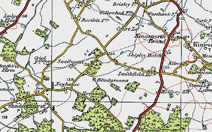 Old map of Stubb's Cross in 1921