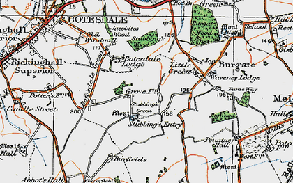 Old map of Botesdale Lodge in 1920