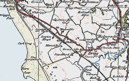 Old map of Burnt Moor in 1925